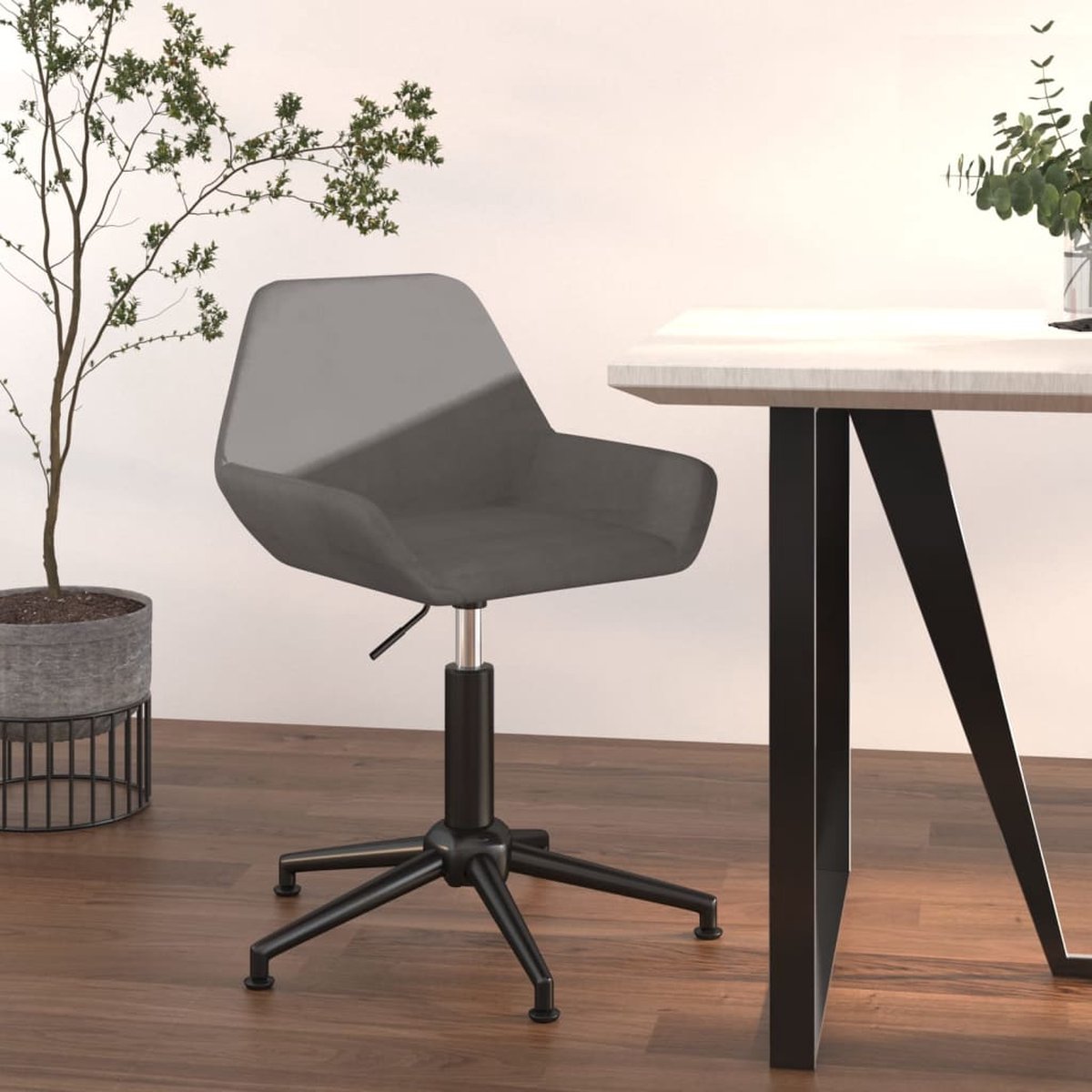 Prolenta Premium - Kantoorstoel draaibaar fluweel lichtgrijs