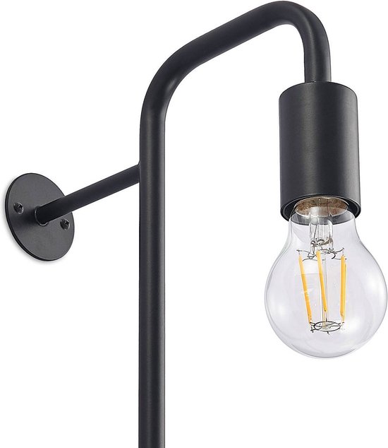 Lindby - wandlamp - 1licht - staal - H: 50 cm - E27 - mat zwart
