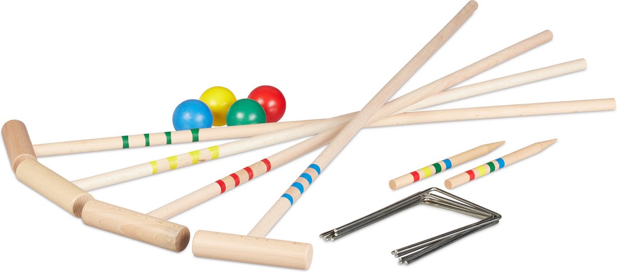 Relaxdays Croquet Spel Set Hout Buitenspel Kinderen Poortjes relaxdays-croquet-spel-set-hout-buitenspel-kinderen-poortjes