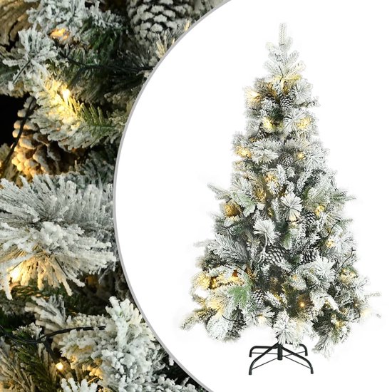 Kunst kerstboom met sneeuw 90 cm inclusief warm witte kerstboom verlichting