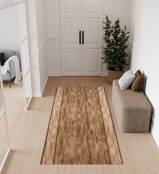 Tapiso Anti Slip Rubber Mat Beige Brown Corridor Rubber Mat Carpet Size- 100x500