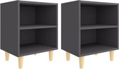vidaXL Nachtkastjes 2 st met massief houten poten 40x30x50 cm grijs vidaXL Nachtkastjes 2 st met massief houten poten 40x30x50 cm grijs