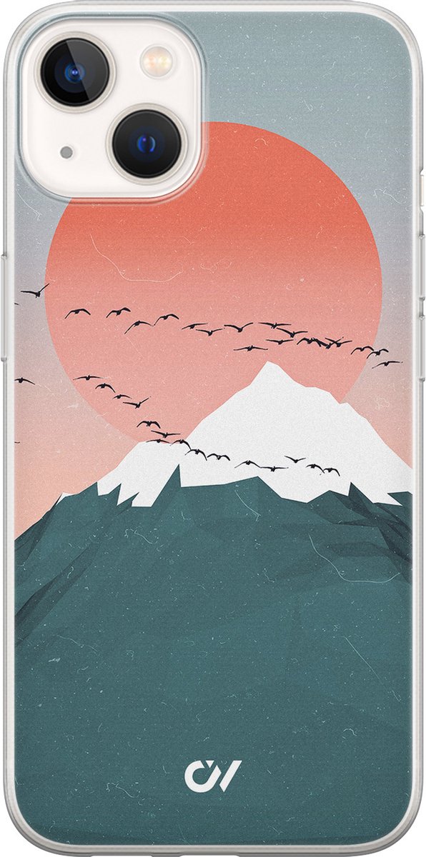 Hoesje geschikt voor Apple iPhone 13 - Mountain Birds - - Blauw - Apple - Casevibes
