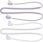 kwmobile 2x oordopjes koord - geschikt voor Samsung Galaxy Buds 2 - Voor draadloze oordoppen tegen verlies - In wit / lavendel