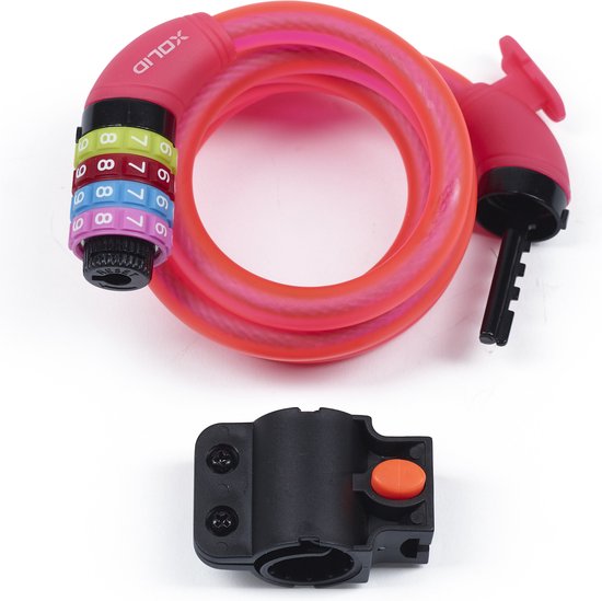 Xolid Ø12mm / 120cm - Kabelslot - Cijferslot Fietsslot - Eigen Code Instelbaar - Incl. Framehouder - Rose van XO — afbeelding 2