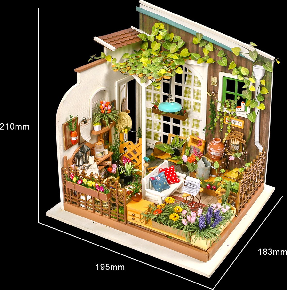 Robotime - DIY Dollhouse Kit-Miller's Garden - Houten Bouwpakket — afbeelding 16