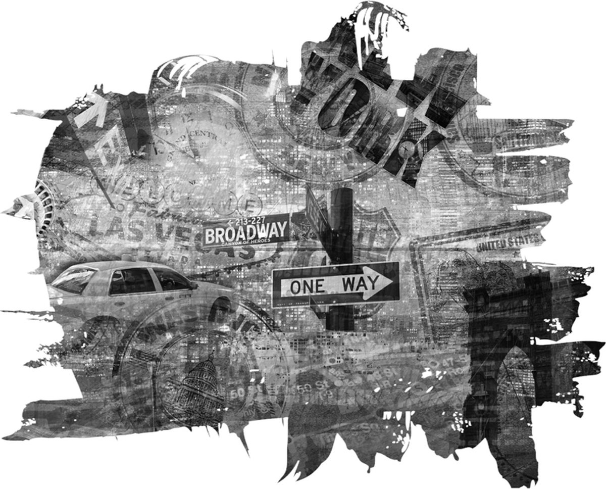 Fotobehang - Black-and-white New York collage.