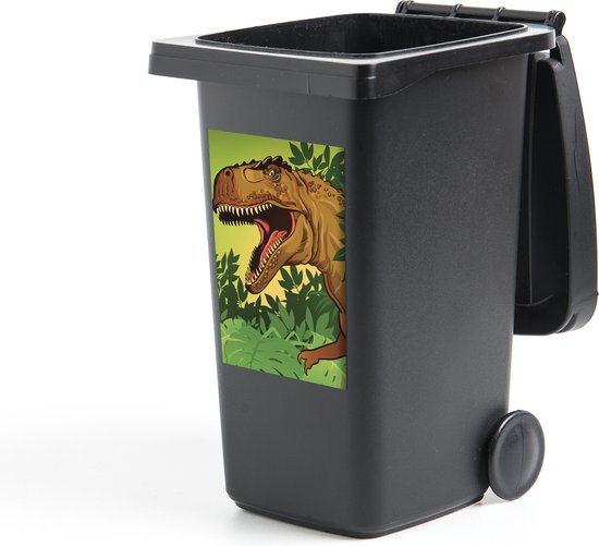 Container sticker Dinosaurus - Planten - Bruin - Illustratie - Kinderen - Jongens - Baby - Jongen - 40x60 cm - Kliko sticker