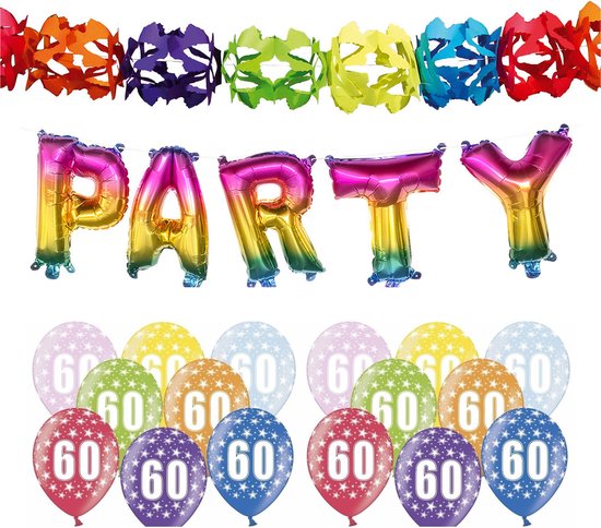 Partydeco - 60 jaar feestartikelen pakket slingers/ballonnen/letters
