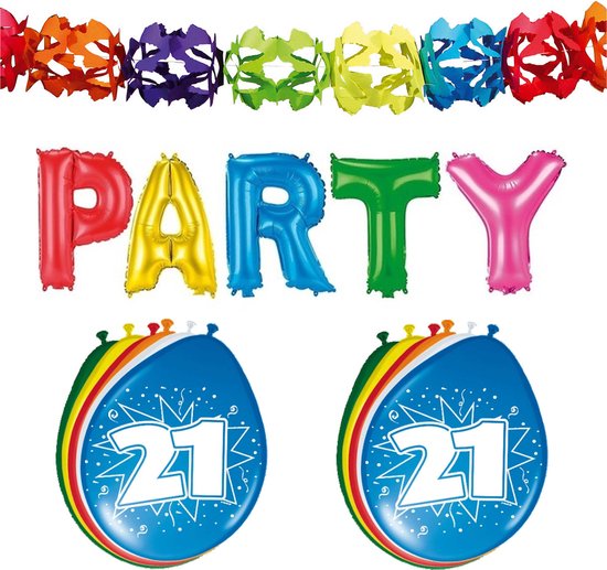 Folat - 21 jaar verjaardag versiering slingers/ballonnen/folie letters