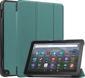 Case2go - Tablet hoes geschikt voor Amazon Fire 8 HD (2022) - 8 Inch Tri-fold cover - Met Touchpad & Stand functie - Donker Groen
