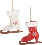 Patins en bois cintres de Noël blanc et rouge - lot de 2 - Sass & Belle