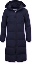 Puffer Jacket Dames Lang Getailleerd - 8606 - Blauw