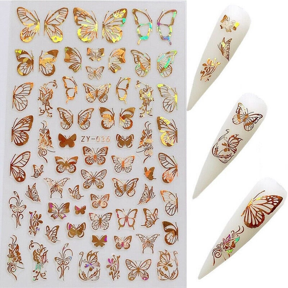 Goedkoopste WiseGoods Luxe 3D Nailart Stickers Vlinder - Nail Art Sticker Nagel - Decoratieve Accessoires Nagels - Decoratie Nagelstickers