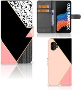 GSM Hoesje Geschikt voor Samsung Galaxy Xcover 6 Pro Bookcase Black Pink Shapes