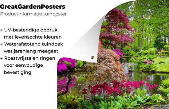 Affiche jardin - Toile jardin - Posters de jardin extérieur - Arbres - fleurs - Japonais - Nature - Water - 120x80 cm - Jardin