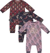 Charlie Choe - 3pack - Boxpakjes - slaappakjes - Rood met Geisha - Navy met waaier - Roze met unicorn - Maat 62