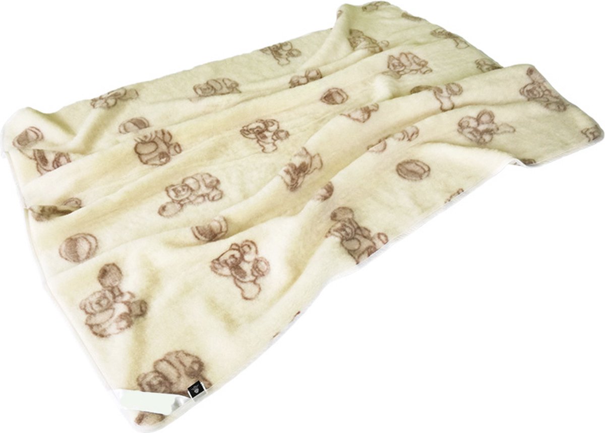 Couverture Jetée En Laine Mérinos 100% Naturelle - Double Couche Couleur Ivoire - Grande Taille