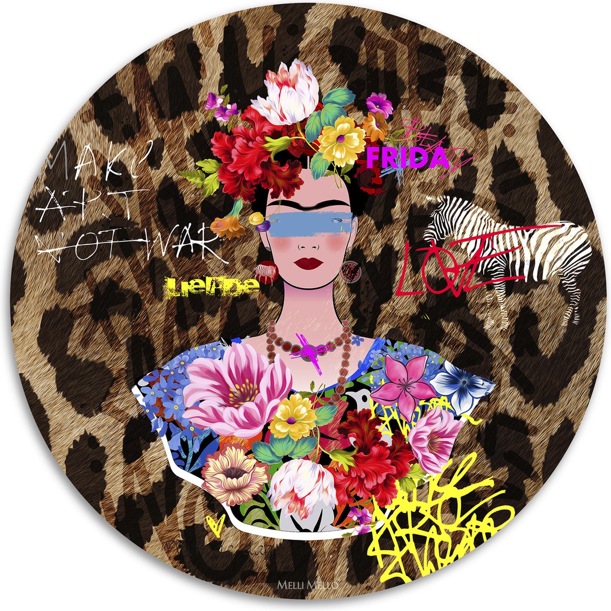 Melli Mello - Wall Circle Frida - Wanddecoratie - Modern & Artistiek Design - Dibond® - Ø 50