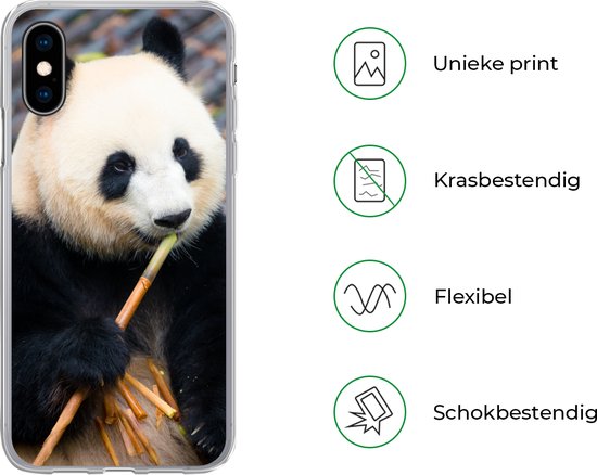 Coque iPhone X - Panda Géant - Bamboe - Feuilles - Coque en Siliconen