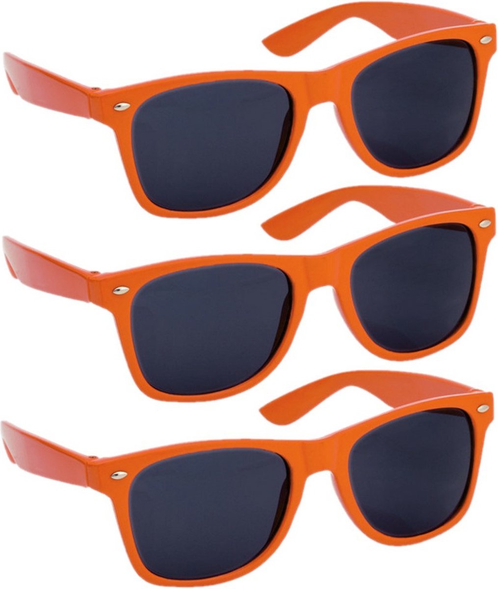 Hippe Party zonnebril - 10x - oranje - plastic - UV400 - verkleedbril - carnaval/verkleed