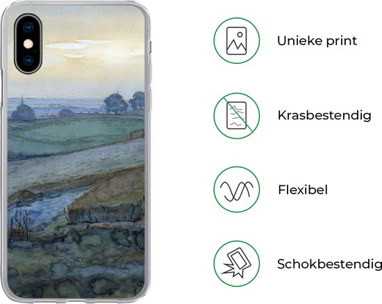 Coque iPhone X - Paysage près d'Arnhem - Piet Mondrian - Coque en Siliconen téléphone
