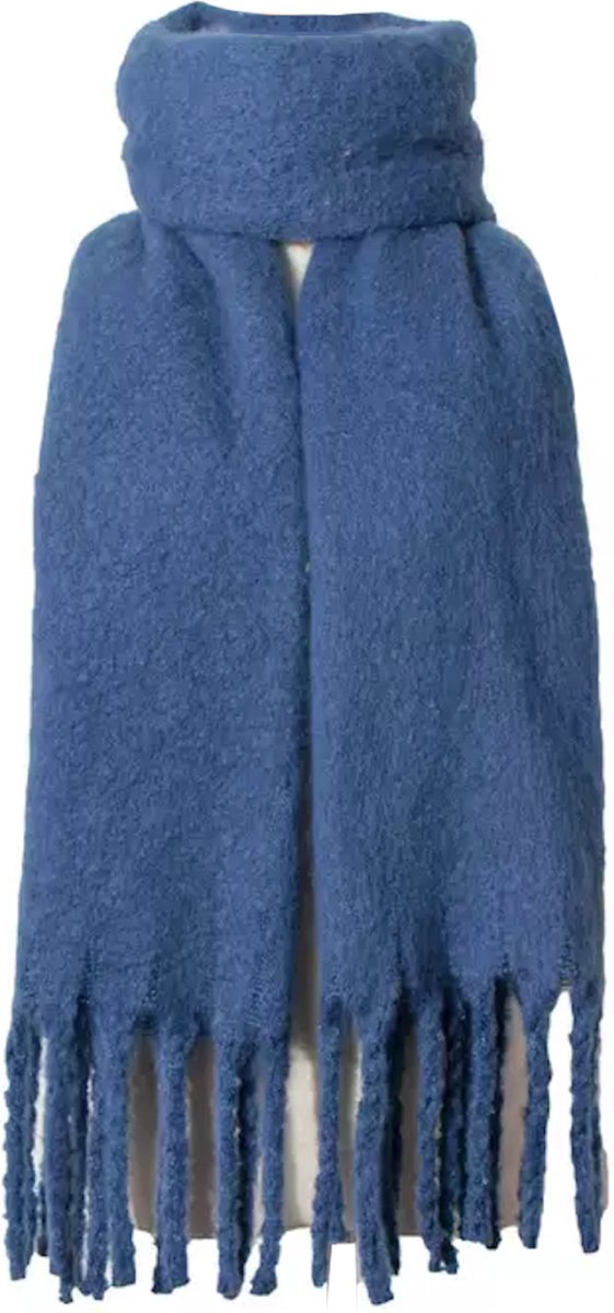 ASTRADAVI Winter Sjaals - Sjaal - Warme en Zachte Dames Omslagdoek - Lange Sjaal 200x50 cm - Blauw