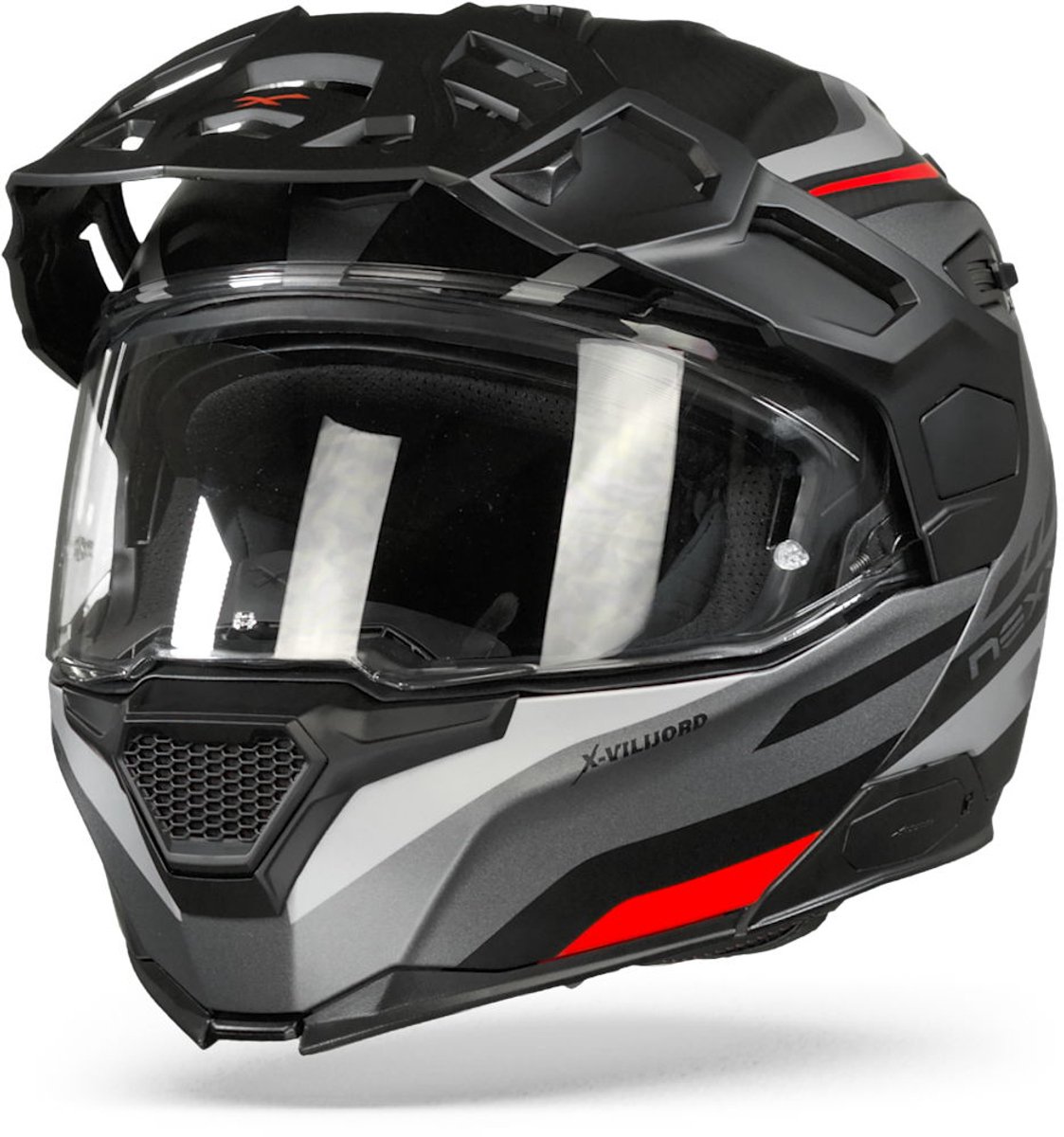 Nexx X.Vilijord Hiker Grijs Rood Mat Systeemhelm - Helm