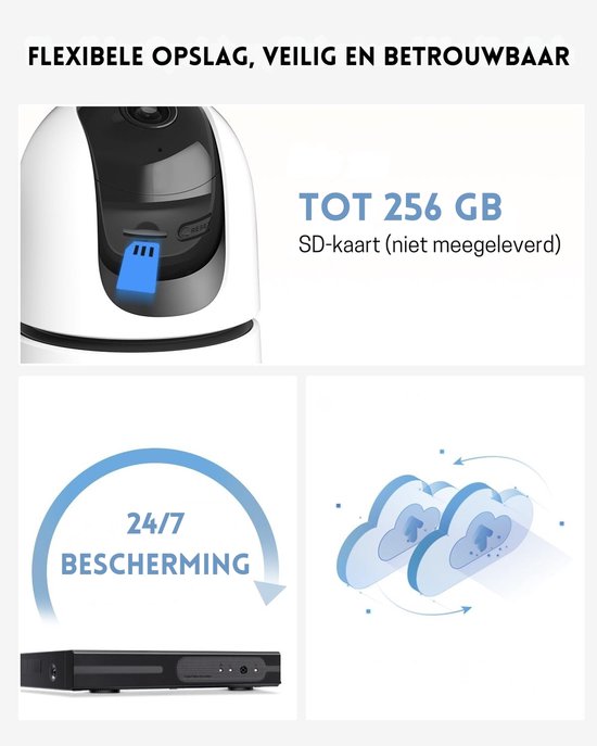 StayPowered 2K + 2K Dubbele Camerabewaking - Slimme AI & Nachtzicht - 360° PTZ & Automatische Tracking - 2-Weg Audio & Sirene - Privacy Modus & Bewegingsdetectie - Alexa Compatibel & Flexibele Opslag - Wit - Levering Sneller dan Aangegeven! van StayPowered — afbeelding 3