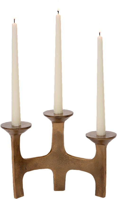 Atmooz - Bougeoir Amour S/3 - Messing Antique - Pour 3 bougies - 27x11x20 cm - Décoration de Table Elégante