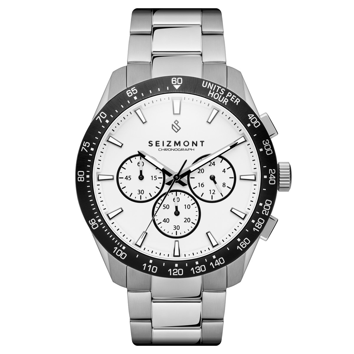 Lounet | Wit en zilverkleurig chronograaf horloge van roestvrij staal