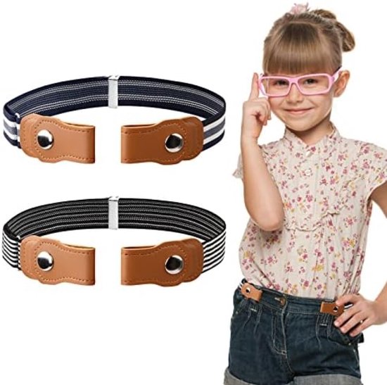 2 paar riem zonder gesp, heren en dames, gespvrij, elastische stretch, onzichtbare riem voor jeansbroeken, meerkleurig