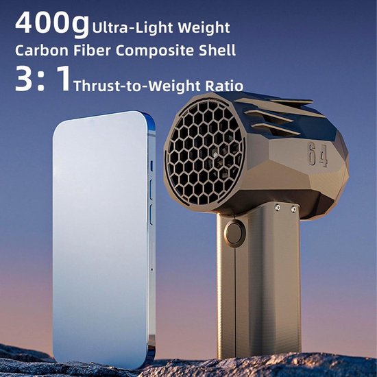 Jet Fan Dry Blazer 240 km/u - Snelheid Krachtige Ventilator - 1400 g Stuwjet Droogventilator - 64 mm Borstelloze Motor - Draagbare Sneeuwblazer - Reisgemak - Krachtig van Blazer — afbeelding 3