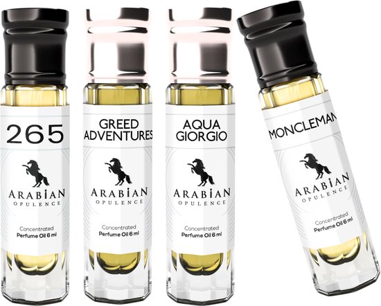 ARABIAN OPULENCE Parfum voor Heren Set | Houtige Parfum Olie – Alcoholvrij & Langhoudend – Eau de Parfum Roll-on – Luxe Herengeur – Parfum Cadeauset Mannen, Parfum gift set - Parfum 6 ml - parfum - 4x6ml