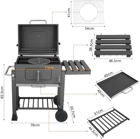 Betaalbare Goederen® BBQ - houtskool grill wagen - barbecue - barbecues - barbeque - barbecue houtskool - tuin - zomer - gezin van Merkloos — afbeelding 5