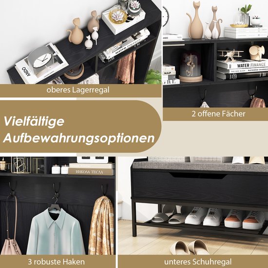 Kapstok Bistro zwart 12-haaks staand met parapluhouder kopen