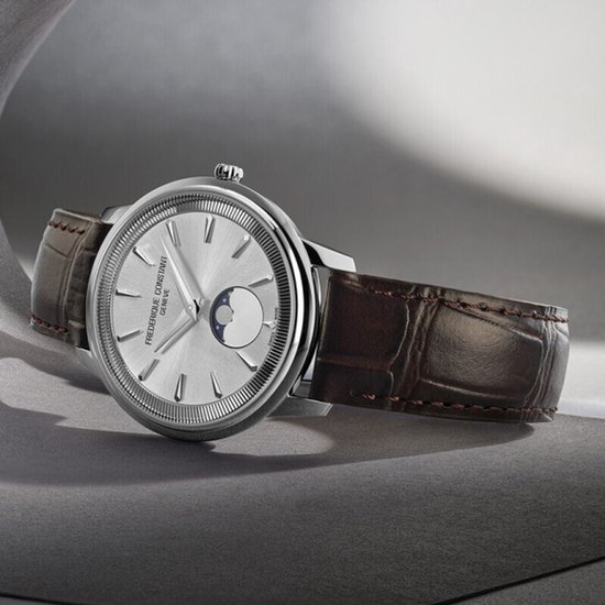 Montre Frédérique Constant Moneta Moonphase FC-206S3S6 - Cuir - Marron - Ø 37 mm