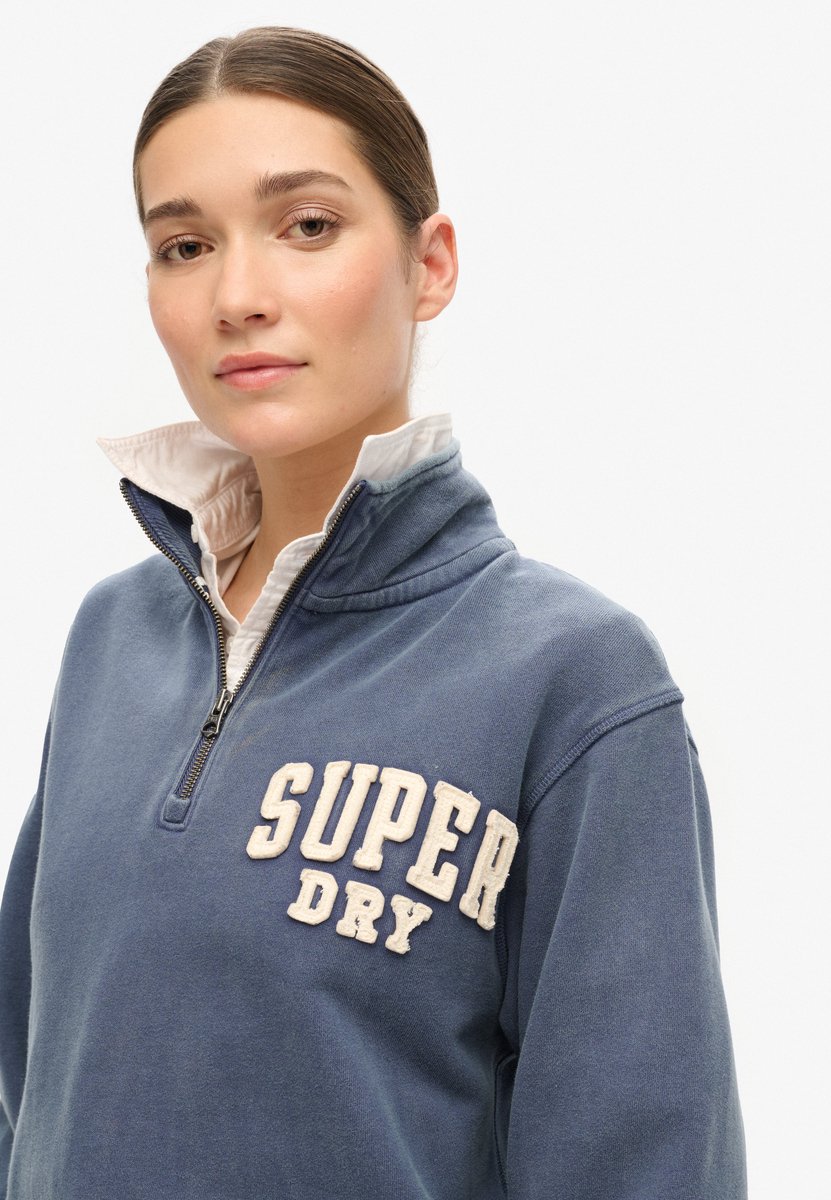 Superdry Sweatshirt Athletic Essentials met applicatie en halve rits Dames Truien Marineblauw