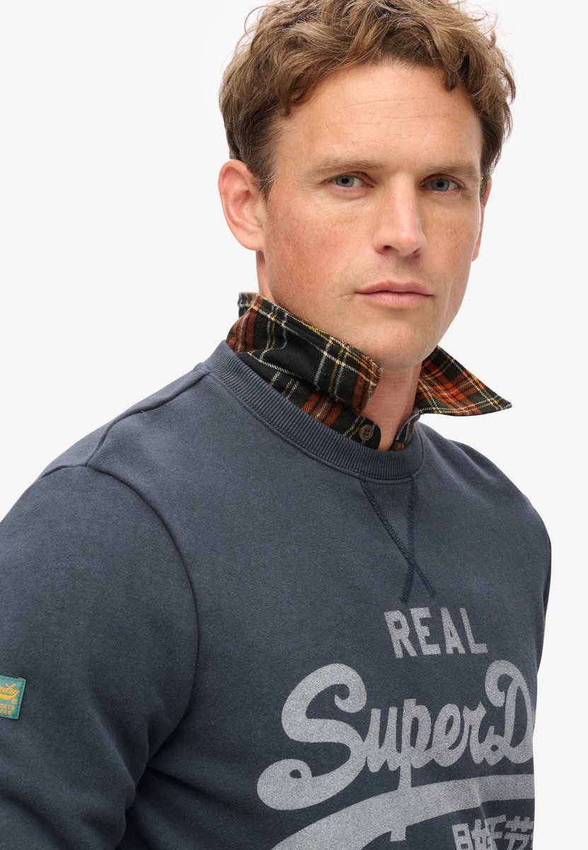 Superdry Sweatshirt met klassiek vintage logoprint Heren Truien Marineblauw
