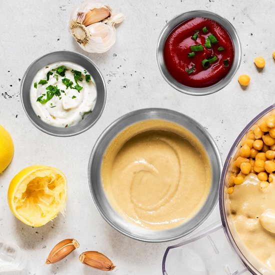 Snack- en dip-schaaltjes, chip- en dip-dienblad, gedeelde anti