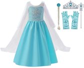 Het Betere Merk prinsessenjurk meisje Elsa -maat 122/128 - Frozen verkleedkleding - prinsessen speelgoed - toverstaf, tiara, Elsa haarvlecht, prinsessen handschoenen