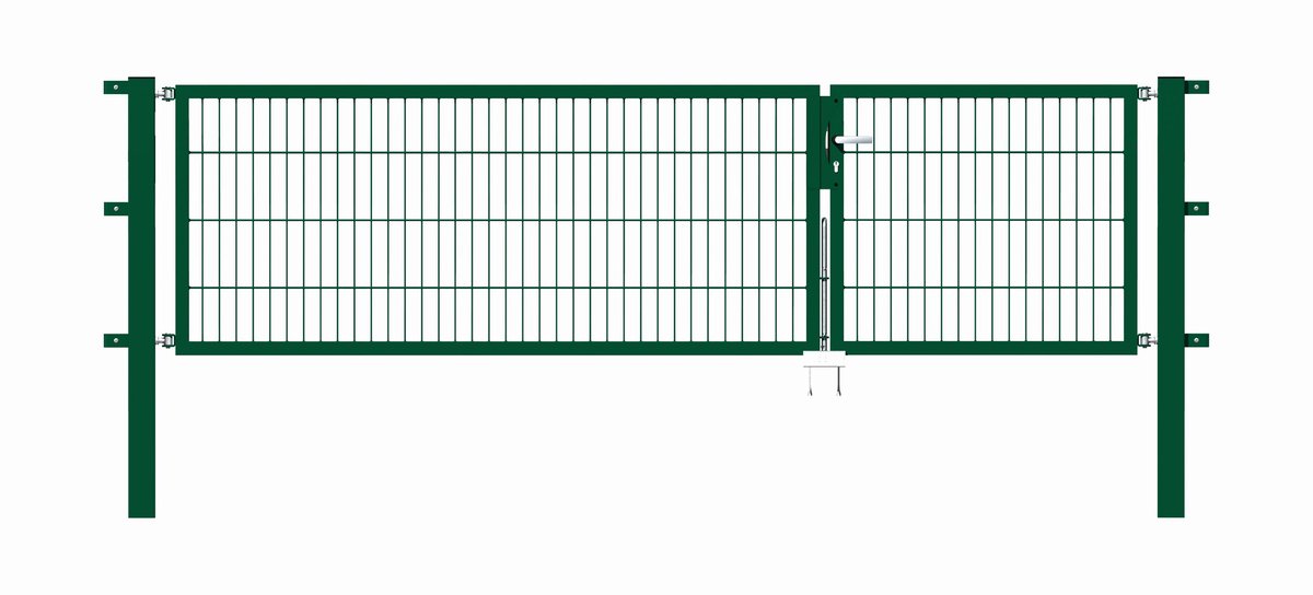 Alberts 646592 Dubbele poort Flexo met toebehoren, groen, breedte 100 + 200 cm, hoogte 80 cm