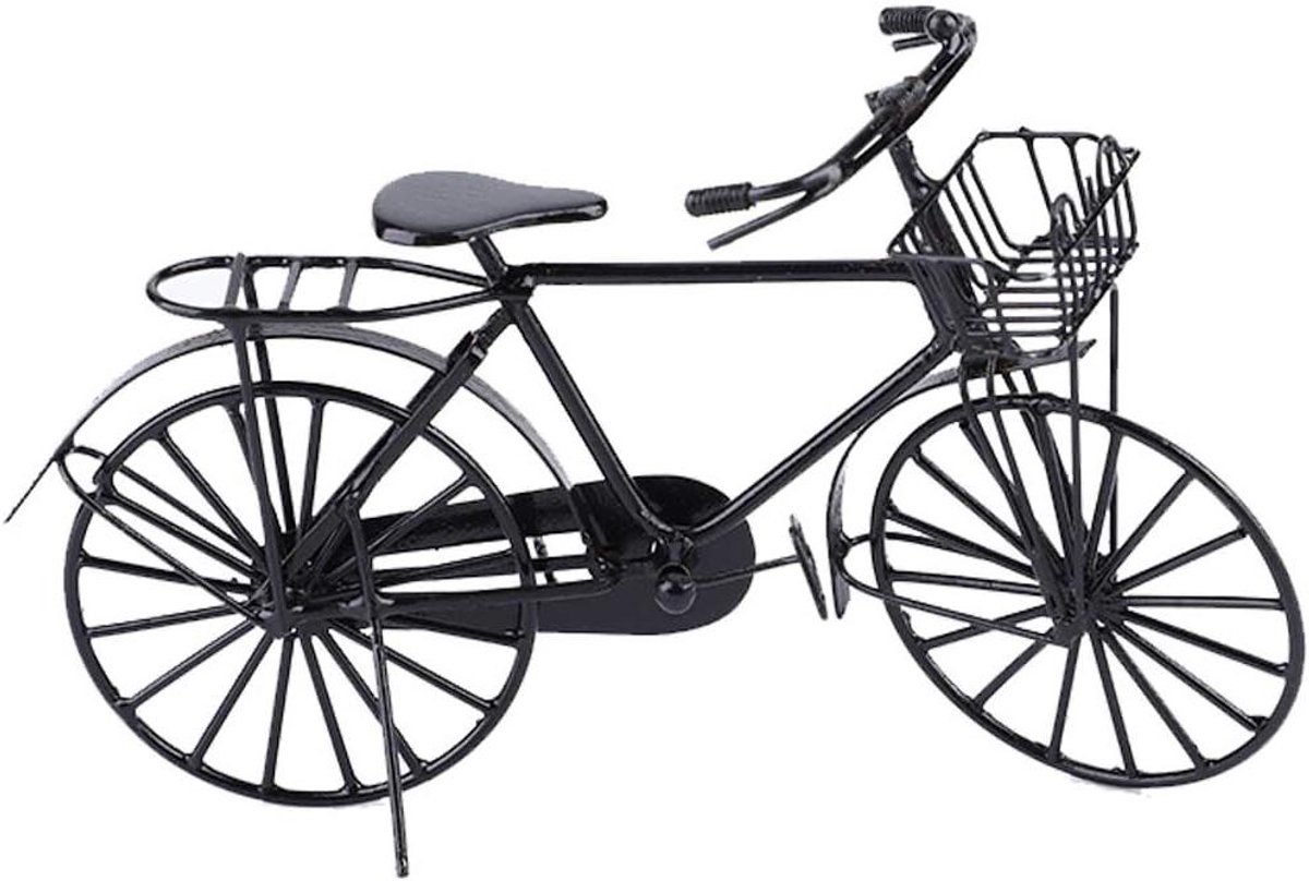 Image of 1:12 Poppenhuisdecoratie-accessoire miniatuurfiets met draaiende wielen - Zwarte Fiets