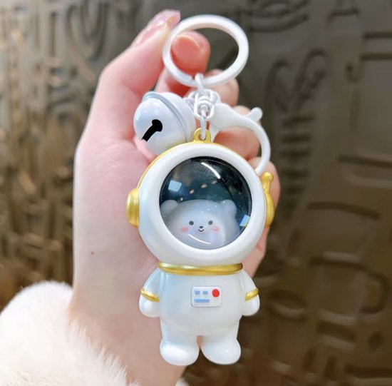 Porte-clés veilleuse ours astronaute mignon avec lumière – Lampe de poche – Porte-clés phosphorescent, Glow sac à dos pour Étudiants, couples et cadeaux – Accessoire ours spatial