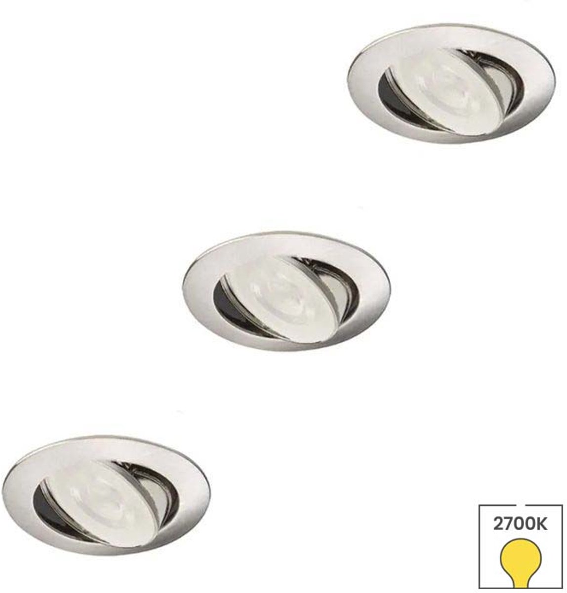 Lybardo - Inbouwspots extra klein 3-pack - Kantelbaar + LED Spot 3W - Warmwit Licht