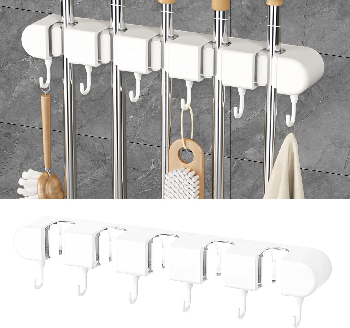 My Ninki ® Multifunctionele Muurhouder met 5 Clips en 6 Haken voor Organisatie van Gereedschap