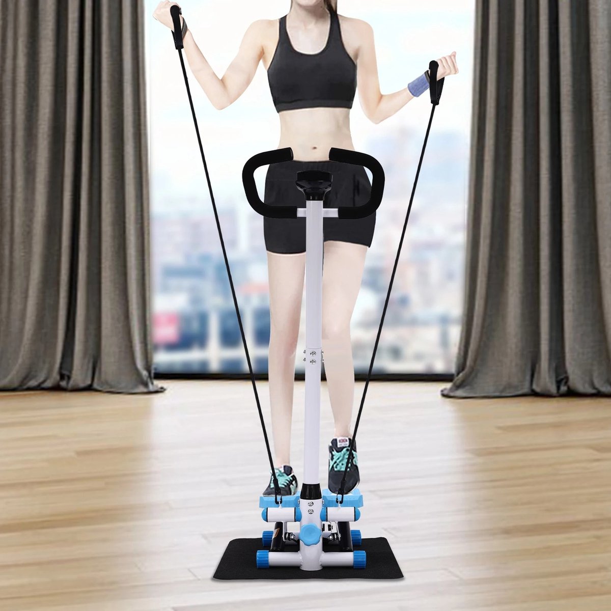 Afbeelding 3 van Grokos - Fitness - Stepper -Stepper Fitness - Weerstandsbanden –Mini stepper - Hydraulisch Systeem - LCD-scherm - 150kg Draagkracht - Stil & Verstelbaar