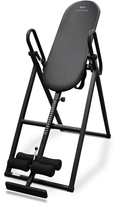 WELLCORE - Inversietafel - Opvouwbaar - Verstelbaar - Max 150kg - Verstelbare hoogte en voetsteun - Maximale veiligheid - Aluminium structuur - Zwart