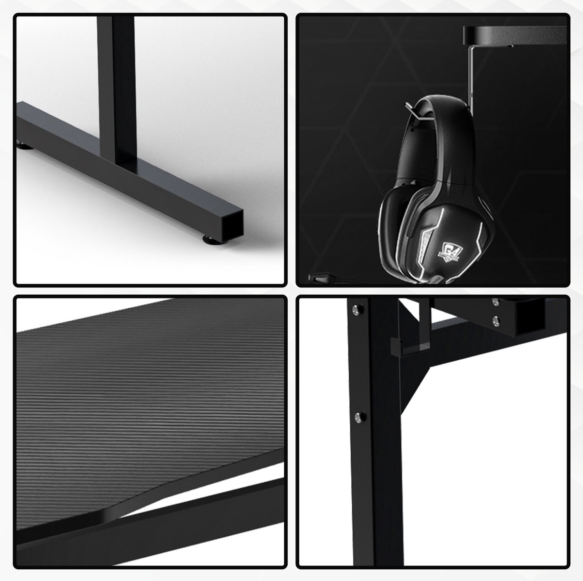 Bayt Game Bureau - Gaming Bureau - Gaming desk - Game Bureau met LED - Computertafel - Monitor Standaard - 105 x 55 x 75 cm - Zwart thumbnail 6
