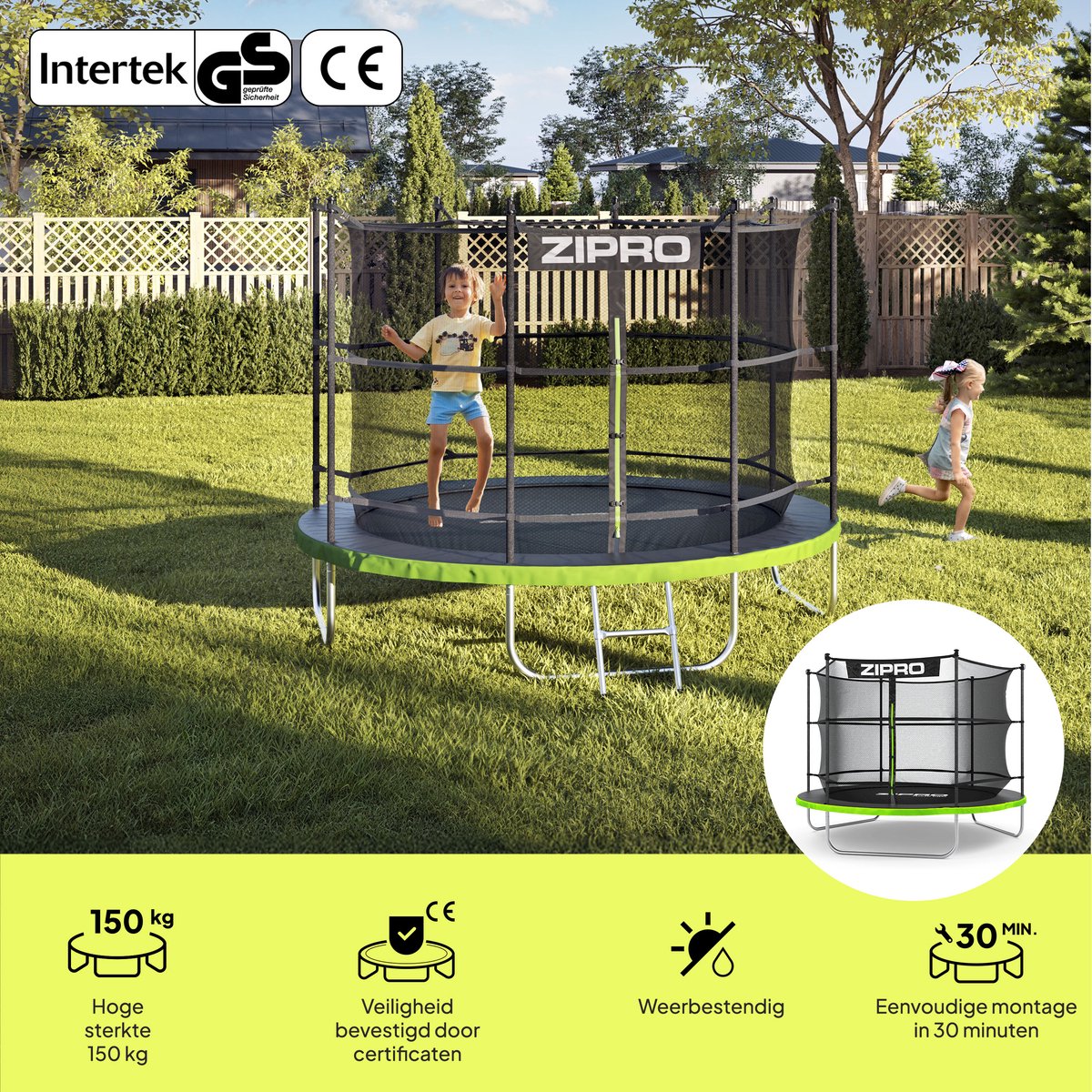 ZIPRO Jump Pro IN - Trampoline - Ø252cm 8FT - Trampoline met veiligheidsnet - Voor kinderen - Inclusief Ladder - max. 150 kg – foto 2